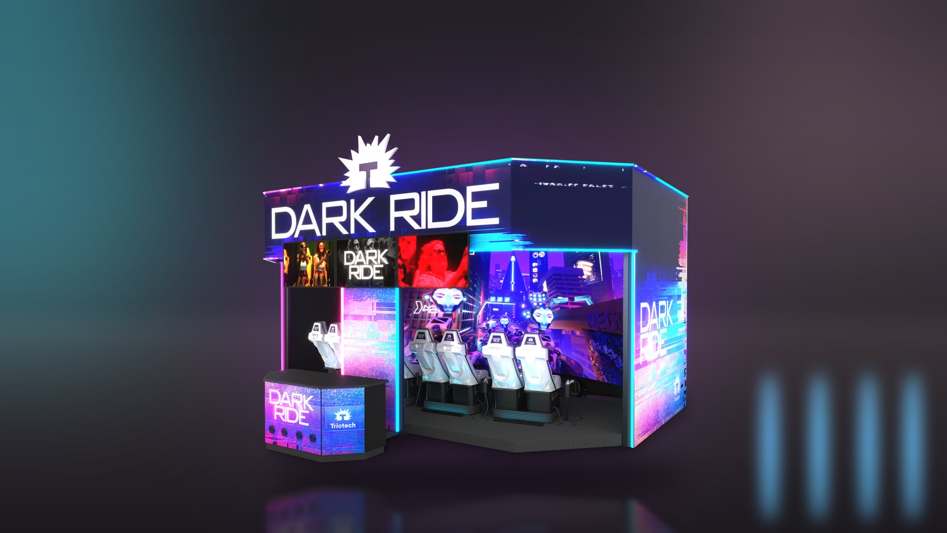 Kiosque XD Dark Ride avec sièges dynamiques et écran immersif